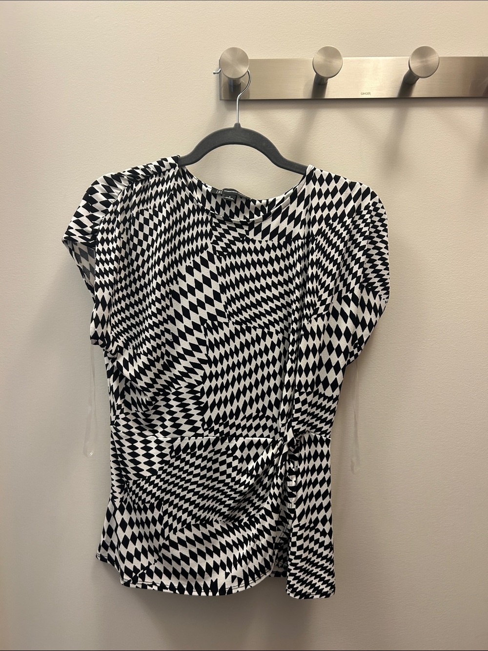 INC International Concepts Black & White Geometric Asymmetrical Dress